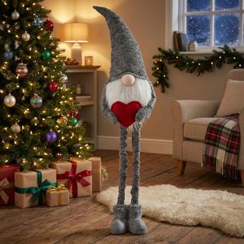 Weihnachtswichtel mit ausziehbaren Beinen - Stimmungsvolle Weihnachtsdeko für Ihr Zuhause - 100% Polyester, Höhe 60-87 cm, Nikolaus & Wichtelgeschenk