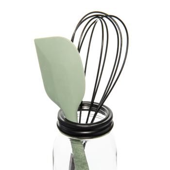 Preview: Besteckbehälter Glas - Eleganter Besteckhalter & Küchenutensilien-Organizer mit schwarzem Metall-Lochdeckel - 9x17x9cm - Ideal für Gastronomie, Küche & Buffet