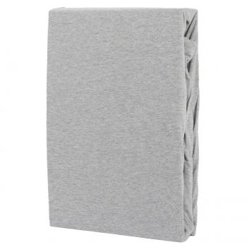 Preview: Premium Jersey Melange Fitted Sheet, 100% Cotton, Grey, 90-100 x 200 + 30 cm