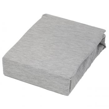 Preview: Premium Jersey Melange Fitted Sheet, 100% Cotton, Grey, 90-100 x 200 + 30 cm