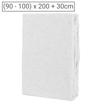 Lenzuolo con angoli in Jersey Melange Premium, 100% cotone, argento, 90-100 x 200 + 30 cm
