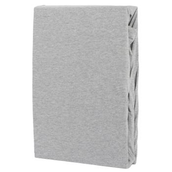 Preview: Premium Jersey Melange Fitted Sheet, 100% Cotton, Grey, 140-160 x 200 + 30 cm