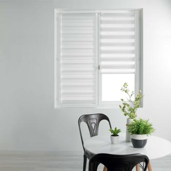 Store jour et nuit à enroulement avec chaînette, polyester, motif à rayures blanc, 90 x 180cm