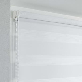 Preview: Store jour et nuit à enroulement avec chaînette, polyester, motif à rayures blanc, 90 x 180cm