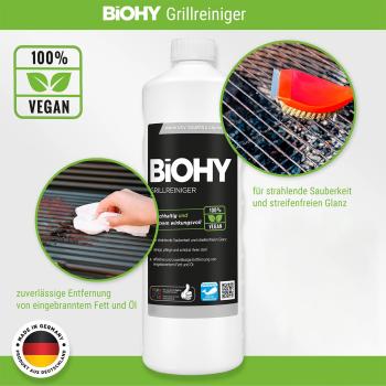 Preview: Grillreiniger-Konzentrat 1L - 100% vegan, pH 14, kraftvolle Fettlöse-Formel für Holzkohle-, Gas-, Elektro- & Tischgrills - reinigt Backöfen, Töpfe & Pfannen
