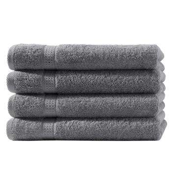 4er-Set Handtücher 50x100cm aus 100% luxuriöser Baumwolle - Kuschelweich, saugstark & schnelltrocknend - Anthrazit mit 2 Bordüren - waschbar bis 60°