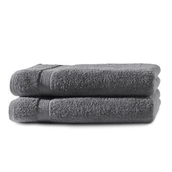 lot de 2 draps de douche, 100% coton luxueux, avec 2 bordures, anthracite, 70 x 140 cm
