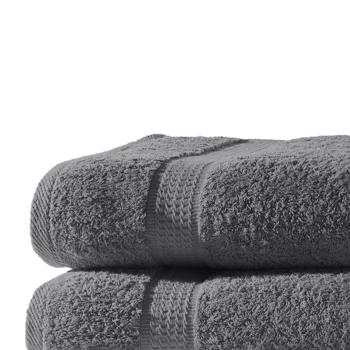 Preview: lot de 2 draps de douche, 100% coton luxueux, avec 2 bordures, anthracite, 70 x 140 cm