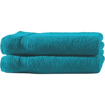 Lot de 2 draps de douche pétrole – 100% coton haut de gamme, 70 x 140 cm, 2 bordures – tout doux, très absorbants, OEKO-TEX Standard 100