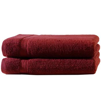 Lot de 2 draps de douche bordeaux – 100% coton luxueux, 70 x 140 cm, 2 bordures – ultra doux, absorbants, OEKO-TEX Standard 100