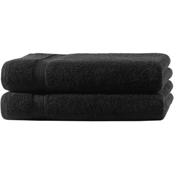 Lot de 2 draps de douche noirs – 100% coton luxueux, 70 x 140 cm, 2 bordures – ultra doux, absorbants, OEKO-TEX Standard 100