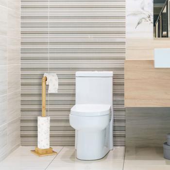 Preview: Bamboo toilet paper holder – free-standing WC paper stand for 6 rolls – drill-free, moisture-resistant, 71.5x23.5x19cm – brown