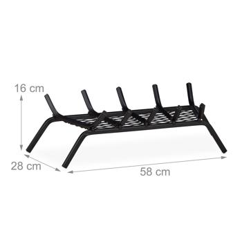 Preview: Steel fireplace grate – Fire grate with 4 legs for optimal oxygen supply & secure hold of firewood – 16x58x28cm – For fireplaces & grill fireplaces