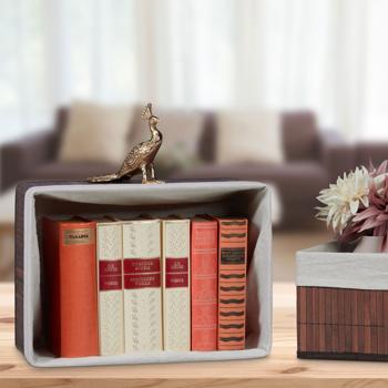 Preview: Set de 6 paniers de rangement en bambou – 4 tailles avec doublure en tissu – brun, stables, résistants à l’humidité – idéal pour la déco du salon, de la salle de bain et de la chambre d’enfant
