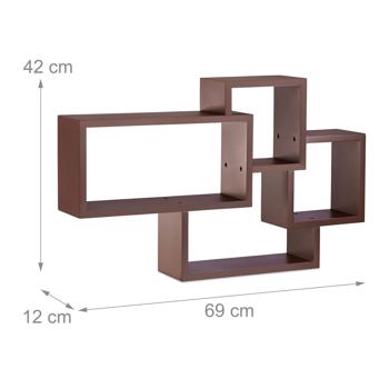 Preview: Étagère murale à suspendre – étagère en MDF brun – 42 x 69 x 12 cm – design moderne – idéale pour déco, cuisine et salle de bains – charge jusqu’à 8 kg