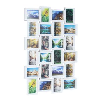Photo frame for 24 photos, multi photo frame for hanging, white, 59 x 86 x 2.5 cm