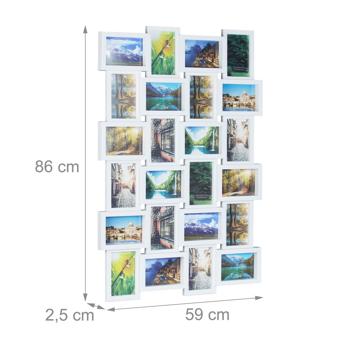 Preview: Photo frame for 24 photos, multi photo frame for hanging, white, 59 x 86 x 2.5 cm