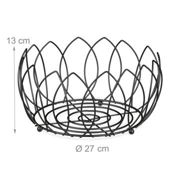 Preview: Leaf-shaped fruit basket, metal fruit bowl, black, 13 x 27 cm