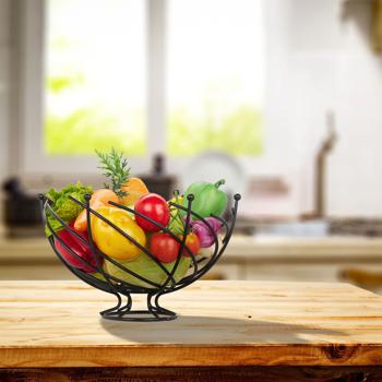 Preview: Fruit basket made of iron, fruit bowl in decorative shape, black, 20,5 x 33,5 cm
