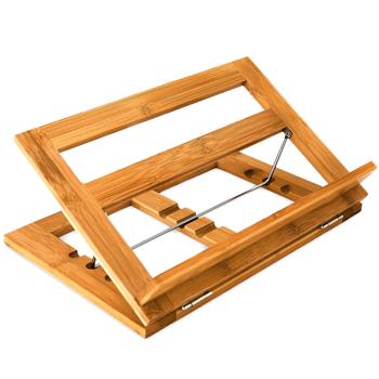 Bamboo cookbook stand, reading stand with 3-step inclination, 22 x 33 x 22.5 cm