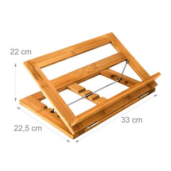 Preview: Bamboo cookbook stand, reading stand with 3-step inclination, 22 x 33 x 22.5 cm