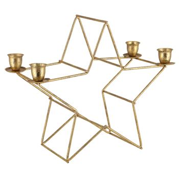 Metal candle holder, star candle stand in gold color, 20 x 12 x 20 cm