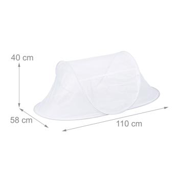 Preview: Set of 2 food covers with base – effective insect protection for food – pop‑up design, white – polyester covers 40x110x58 cm – ideal for garden parties