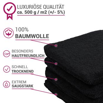 Preview: Lot de 4 gants de toilette 100% coton, noirs, lavettes en éponge avec boucle de suspension