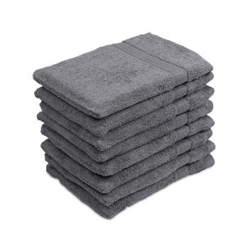 Lot de 8 gants de toilette 100% coton, anthracite, lavettes en éponge avec boucle de suspension