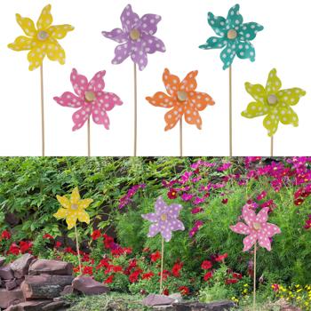 Garden stake wind spinner, colorful garden decoration flower, rotating bloom