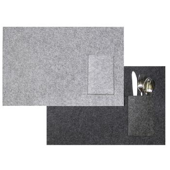Preview: Felt placemat with pocket, gray, 45 x 30 cm - Rectangular placemat, practical design, modern table decoration Preview: Felt placemat with pocket, gray, 45 x 30 cm - Rectangular placemat, practical design, modern table decoration
