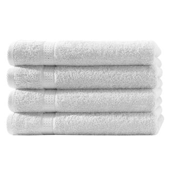lot de 4 serviettes, 50 x 100 cm, 100% coton luxueux, avec 2 bordures, blanc