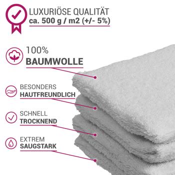 Preview: Lot de 4 gants de toilette 100% coton, blancs, lavettes en éponge avec boucle de suspension