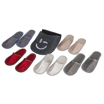 Originelles Gästefinken-Set – 5 Paar bequeme Hausschuhe mit Smiley-Aufdruck, in diversen Farben, weich, rutschfest & hygienisch für Besucher & Gäste