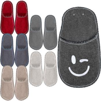 Originale set di pantofole per ospiti - 5 paia di comode pantofole con stampa smiley, in vari colori, morbide, antiscivolo e igieniche per visitatori e ospiti