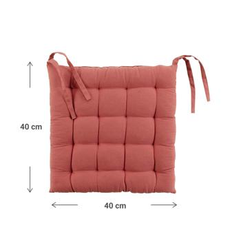 Preview: set of 2 reversible cushions with ribbon, chair cushions cotton, taupe, terracotta, each 40 x 40 cm