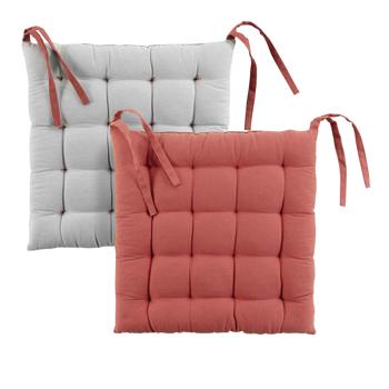 Preview: set of 4 reversible cushions with ribbon, chair cushions cotton, taupe, terracotta, each 40 x 40 cm