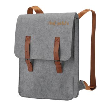 Zaino in feltro con scritta let‘s go, cartella con tracolla, grigio, 27,5 x 36 cm