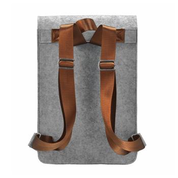 Preview: Zaino in feltro con scritta let‘s go, cartella con tracolla, grigio, 27,5 x 36 cm