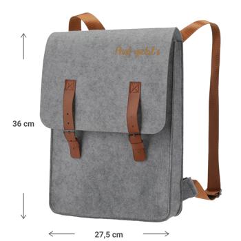 Preview: Zaino in feltro con scritta let‘s go, cartella con tracolla, grigio, 27,5 x 36 cm