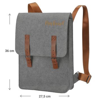 Preview: Zaino in feltro con scritta asino, valigetta con tracolla, grigio, 27,5 x 36 cm