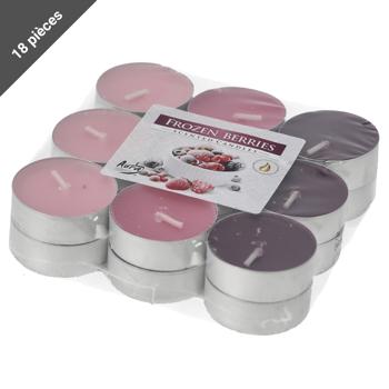 Preview: lot de 18 bougies chauffe-plat parfumées Frozen Berries, bougies parfumées roses, roses et violettes
