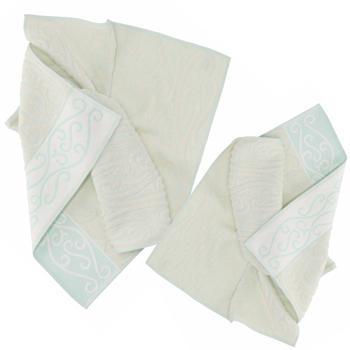 Preview: set of 2 towels 100% cotton, hand and guest towel, green, 60 x 100 cm, 40 x 60 cm