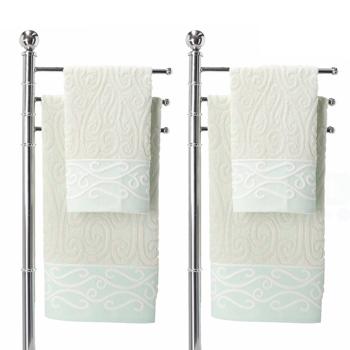 set of 4 towels 100% cotton, hand and guest towel, green, 60 x 100, 40 x 60 cm