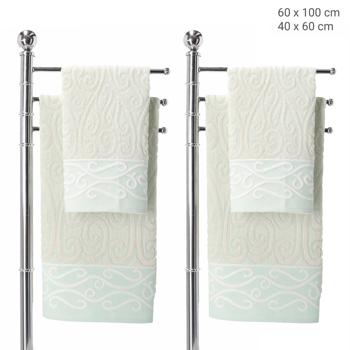 Preview: set of 4 towels 100% cotton, hand and guest towel, green, 60 x 100, 40 x 60 cm