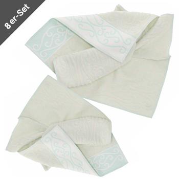 Preview: set of 8 towels 100% cotton, hand and guest towel, green, 60 x 100 cm, 40 x 60 cm