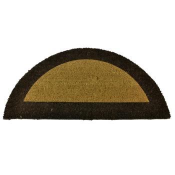 Semi-circular doormat, coconut dirt-trapping mat, black and brown, 40 x 80 cm
