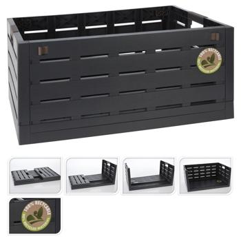 Preview: Klappbox aus Kunststoff - Robuste Faltkiste mit Grifföffnungen & Klappmechanismus - Platzsparend, 60x39x27.5 cm, 100% recycelbar, schwarz