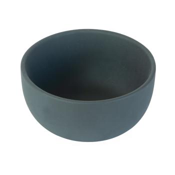 Preview: Tapas Set Keramik-Bambus - Schale mit Löffel für stilvolle Beilagen & Snacks - Matt Schwarz/Braun - 14x14x7cm - Edle Präsentation am Tisch