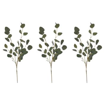 set of 3 Artificial Eucalyptus Bush, Polyester, PE, Wire, Green, 98 cm